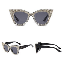 Load image into Gallery viewer, Oversized sunglasses women handmade bling cat eye sunglasses Ladies vintage clear reading glasses shades Oculos