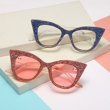 Load image into Gallery viewer, Oversized sunglasses women handmade bling cat eye sunglasses Ladies vintage clear reading glasses shades Oculos