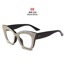Load image into Gallery viewer, Oversized sunglasses women handmade bling cat eye sunglasses Ladies vintage clear reading glasses shades Oculos
