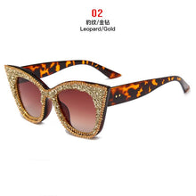 Load image into Gallery viewer, Oversized sunglasses women handmade bling cat eye sunglasses Ladies vintage clear reading glasses shades Oculos