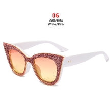 Load image into Gallery viewer, Oversized sunglasses women handmade bling cat eye sunglasses Ladies vintage clear reading glasses shades Oculos