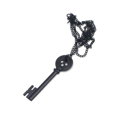 P2405 Metal Coraline Key Skeleton Props Neil Gaiman Retro Black Treasure Chest Key necklace