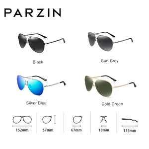 PARZIN Classic Aviation Men Sunglasses Brand Design Alloy Frame Pilot  Polarized Sun Glasses For Driving Male Black UV400