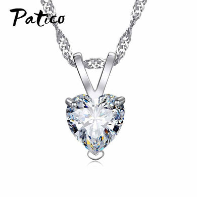 Romantic Heart CZ Pendant Necklace For Women Ladies 925 Sterling Silver 18Chain Jewelry Lover Valentine's D Gifts