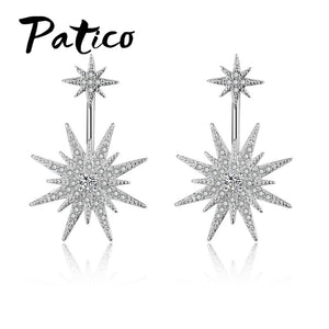 Shiny Cubic Zircon Drop Earrings 100% 925 Sterling Silver Huggie Stars Brincos For Women Wedding Engagement