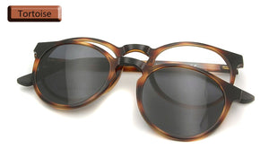 PEI Ultem Magnet Sunglasses Women Vintage Round Men Eyeglasses Frame With Magnetic Clip On Sunglasses Female Polarized Glasses