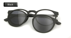 PEI Ultem Magnet Sunglasses Women Vintage Round Men Eyeglasses Frame With Magnetic Clip On Sunglasses Female Polarized Glasses