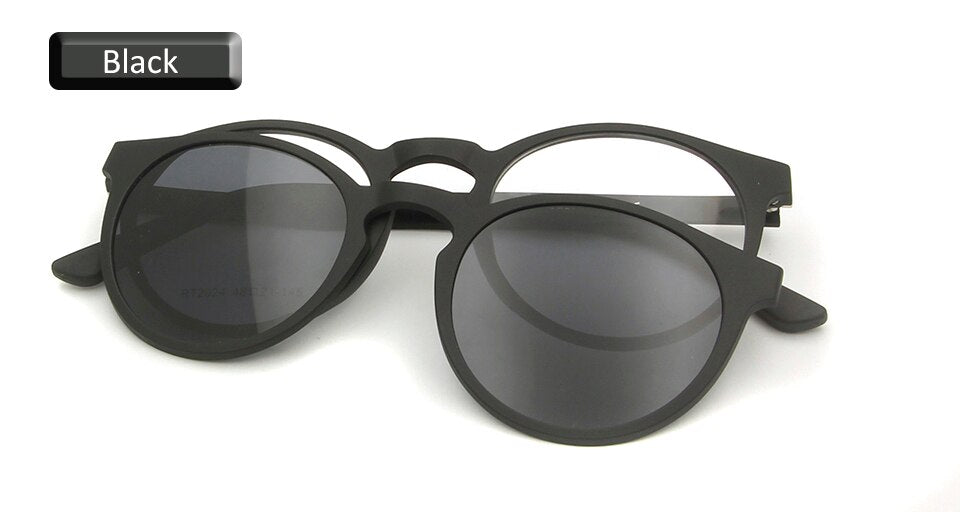 PEI Ultem Magnet Sunglasses Women Vintage Round Men Eyeglasses Frame With Magnetic Clip On Sunglasses Female Polarized Glasses