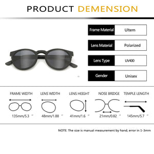 PEI Ultem Magnet Sunglasses Women Vintage Round Men Eyeglasses Frame With Magnetic Clip On Sunglasses Female Polarized Glasses