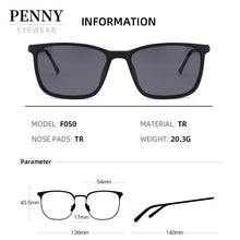 Load image into Gallery viewer, PENNY Polarized Clip On Glasses Sunglasses Men Magnetic  ULTEM Light Optical Prescription Eyewear Frames Eyeglass F050