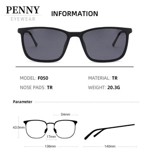 PENNY Polarized Clip On Glasses Sunglasses Men Magnetic  ULTEM Light Optical Prescription Eyewear Frames Eyeglass F050