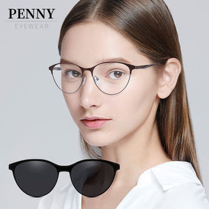 PENNY Polarized Magnet Clip On Sunglasses Women Prescription Glasses UV400 Myopia Optical Eyeglasses Brand 33103