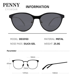 PENNY Polarized Magnet Clip On Sunglasses Women Prescription Glasses UV400 Myopia Optical Eyeglasses Brand 33103