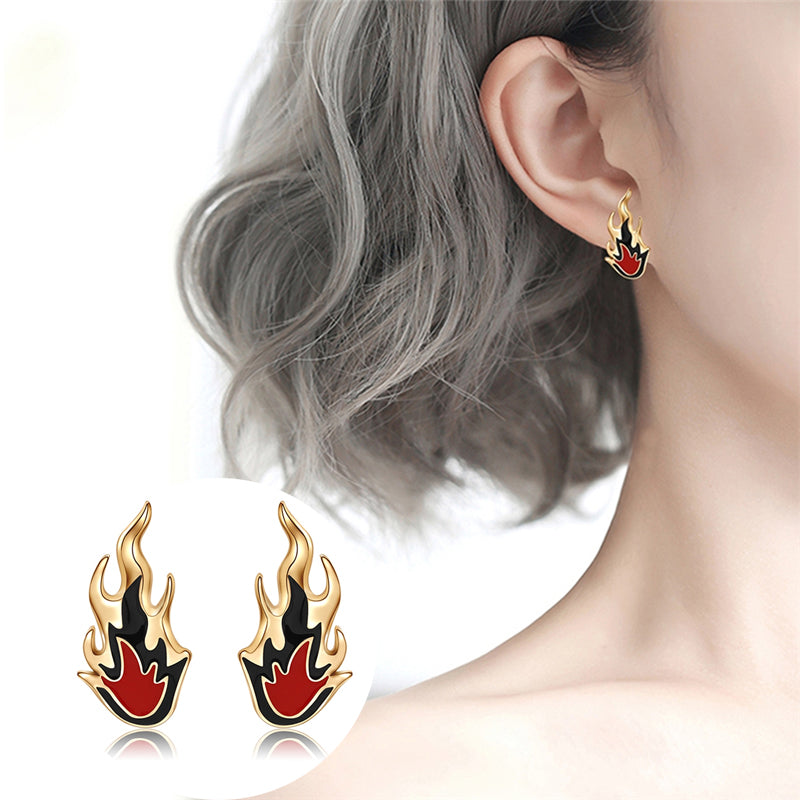 Nuovi orecchini a bottone a forma di fiamma alla moda per le donne Personalità semplice Gioielli hip-hop Regali per feste Pendientes Hombre 