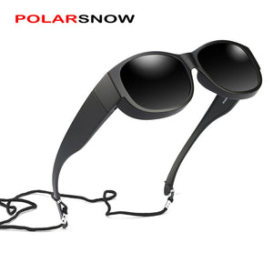 POLARSNOW Brand Oval Sunglasses Polarized Glasses Fit Over Prescription Glasses UV400 Shades that Cover Myopia Optical Eyewear