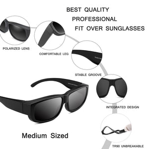 POLARSNOW TR90 Polarized Fit Over Sunglasses that Wear Over Glasses UV400 Lens Rectangle Frame Vintage Goggles 2022 Driving