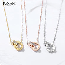 Load image into Gallery viewer, Luxury Elegant Crystal Choker Fashion Roman Digital Stainless Steel Gold Silver Color Pendant Necklaces for Women Jewelry