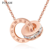 Load image into Gallery viewer, Luxury Elegant Crystal Choker Fashion Roman Digital Stainless Steel Gold Silver Color Pendant Necklaces for Women Jewelry