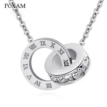 Load image into Gallery viewer, Luxury Elegant Crystal Choker Fashion Roman Digital Stainless Steel Gold Silver Color Pendant Necklaces for Women Jewelry