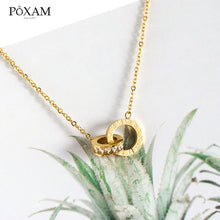 Load image into Gallery viewer, Luxury Elegant Crystal Choker Fashion Roman Digital Stainless Steel Gold Silver Color Pendant Necklaces for Women Jewelry