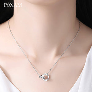 Luxury Elegant Crystal Choker Fashion Roman Digital Stainless Steel Gold Silver Color Pendant Necklaces for Women Jewelry
