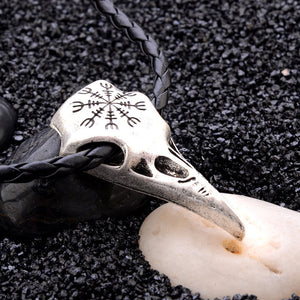 Vintage Raven Skull Pendant Necklace Silver Color Crow Head Skeleton Amulet Men Necklace Fashion Punk Prayer Jewelry