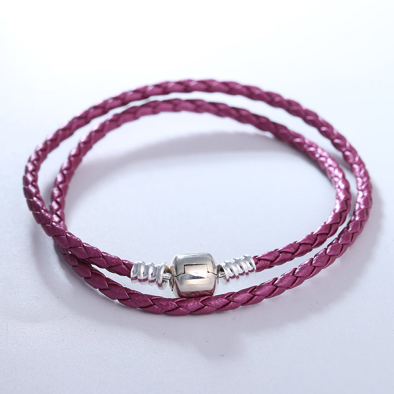 Pan Brand Shine Red Leather Bracelet With Clasp 2016 New Original 925 Sterling Silver Starter Bracelets Charm DIY Jewelry