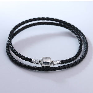 Black Leather Bracelet With Clasp 2016 New Original 925 Sterling Silver Starter Bracelets Fashion Charm DIY Jewelry