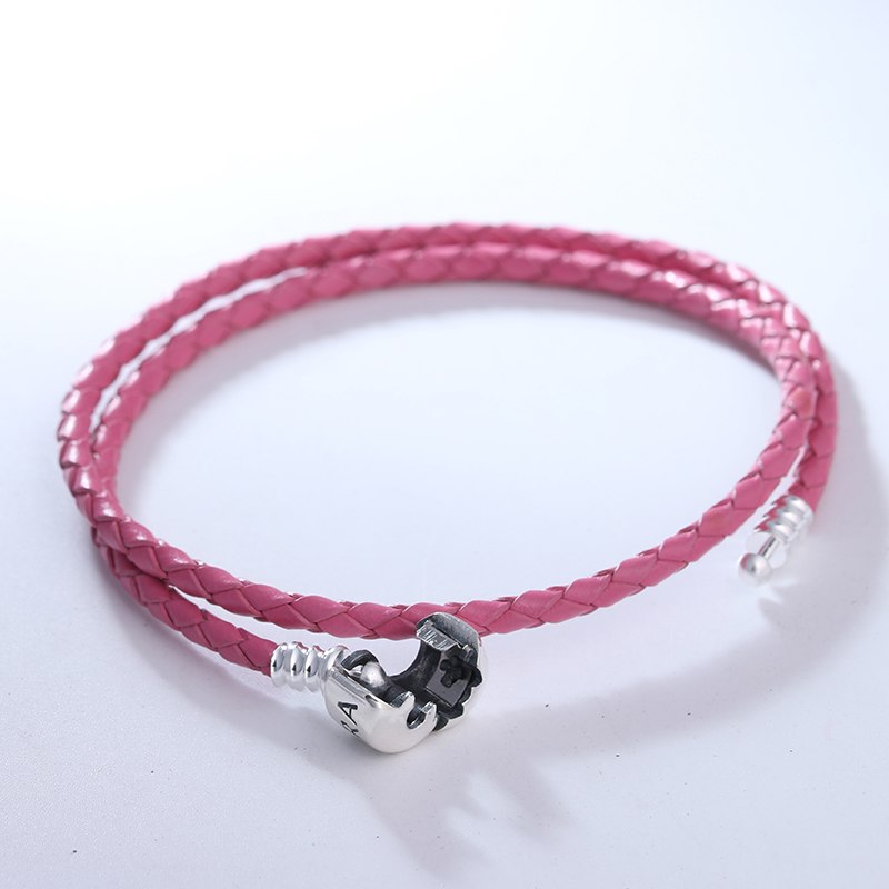 Brand Bright Red Leather Bracelet With Clasp 2016 New Original 925 Sterling Silver Starter Bracelets Charm DIY Jewelry