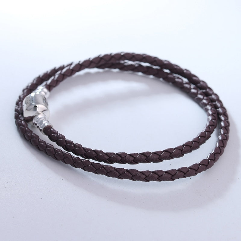 Brand Brown Leather Bracelet With Clasp 2016 New Original 925 Sterling Silver Starter Bracelets Fashion DIY Jewelry