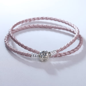 Brand Pink Leather Bracelet With Clasp 2016 New Original 925 Sterling Silver Starter Bracelets Fashion DIY Jewelry