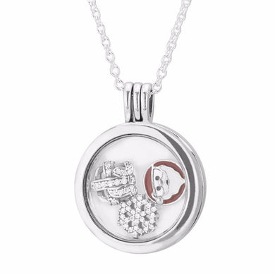 Collana e ciondolo con medaglione natalizio Petites da donna, medaglione galleggiante in argento sterling 925 con gioielli alla moda 