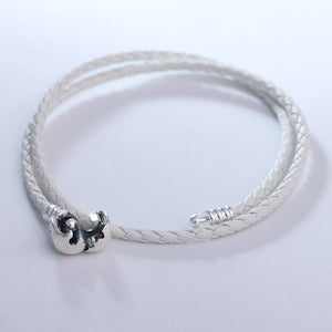 Color White Leather Bracelet 2016 New Original 925 Sterling Silver Starter Bracelets Fashion Silver DIY Jewelry