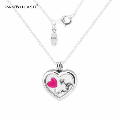 Heart Floating Locket Necklace Pendants Love Feelings Petites 925 Sterling Silver DIY Jewelry Valentine's Day