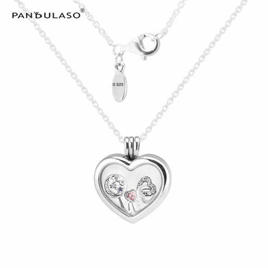 Heart floating locket necklace pendants Star Flower Heart Petites For Woman 925 Sterling-Silver-Jewelry Wholesale
