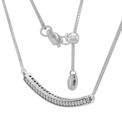 Collana con barra di cuori e pendente rotondo pendente Europa Collana con CZ trasparente da donna in argento sterling 925 per la moda femminile 