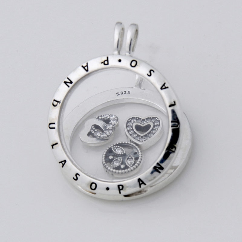 Love Family Petite Medaglione galleggiante Girocollo con ciondolo grande Collane e pendenti con ciondoli in argento 925 originali per donne fai-da-te 