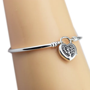 MOMENTS Sterling Silver Bangle with Tree of Love Sterling Silver Bracelet for woman DIY Fit European beads & Charms