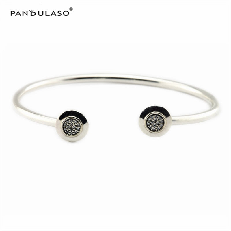 New Fashion Silver Bangles for Women & Men Clear CZ Signature Crystal Bracelets & Bangles 925 Sterling Silver Jewelry