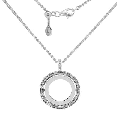 Collana e ciondolo con cuori rotanti Collana Europa trasparente CZ da donna in argento sterling 925 per la moda femminile 