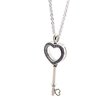 Collana e ciondolo con chiave a cuore galleggiante con medaglione galleggiante di San Valentino Gioielli in argento sterling 925 per donna Girocollo in argento 