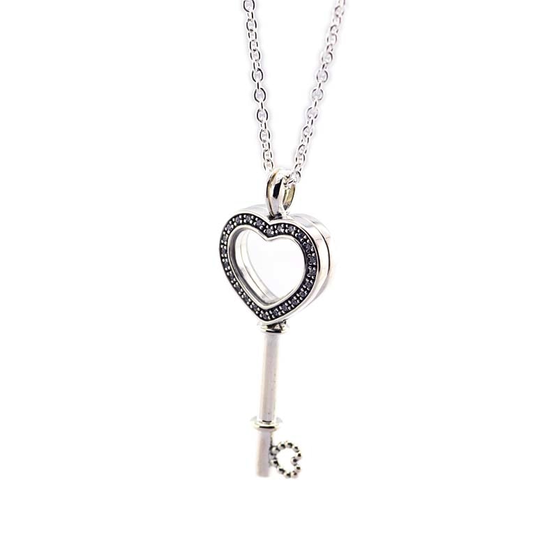 Collana e ciondolo con chiave a cuore galleggiante con medaglione galleggiante di San Valentino Gioielli in argento sterling 925 per donna Girocollo in argento 