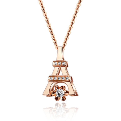 Paris Tower Heart Series 18K Gold Rose Gold Diamond Necklace Female Diamond Pendant Chainbone Chain Platinum
