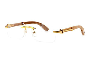 Pawes  Men's Rimless Glasses Frame Wood Frame Square sunglasses Men Optical Myopia Clear  Spectacles Frames 58777