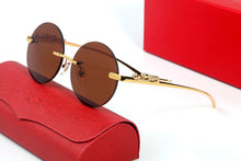 Load image into Gallery viewer, Pawes Round Glasses Frame Men Sunglasses Gold Rimless Eyeglasses for Anti Reflective Clear Lens Prescription Spectacles