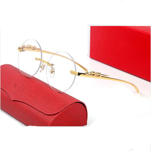 Pawes Round Glasses Frame Men Sunglasses Gold Rimless Eyeglasses for Anti Reflective Clear Lens Prescription Spectacles