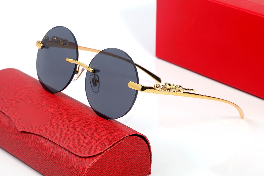 Pawes Round Glasses Frame Men Sunglasses Gold Rimless Eyeglasses for Anti Reflective Clear Lens Prescription Spectacles