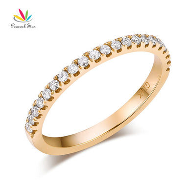 14K Yellow Gold Stackable Wedding Band Ring Half Eternity 0.2 Ct Natural Diamond