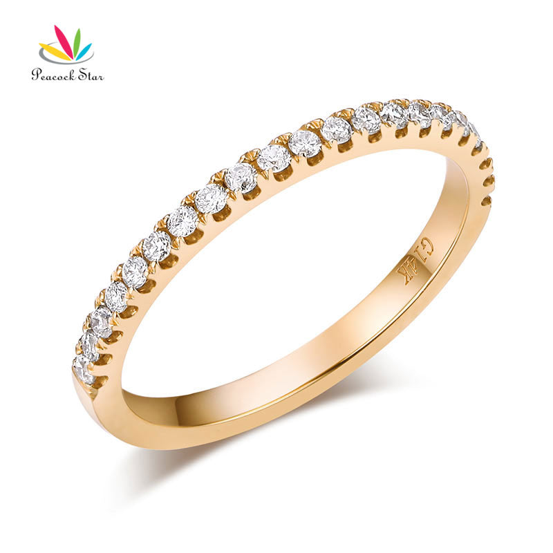 14K Yellow Gold Stackable Wedding Band Ring Half Eternity 0.2 Ct Natural Diamond