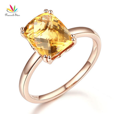 Fine 14K Rose Gold Wedding Promise Anniversary Engagement Ring Yellow Citrine